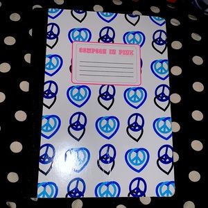 Vintage PINK Heart and Peace sign composition book
